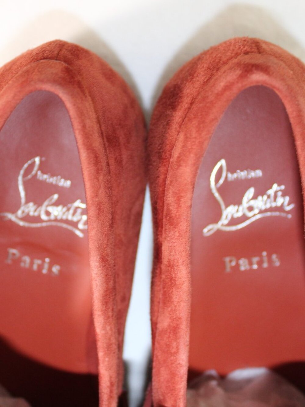NWOB Christian Louboutin Mocallista Penny Loafers Suede Rust Brown Flats 38 - Picture 5 of 9